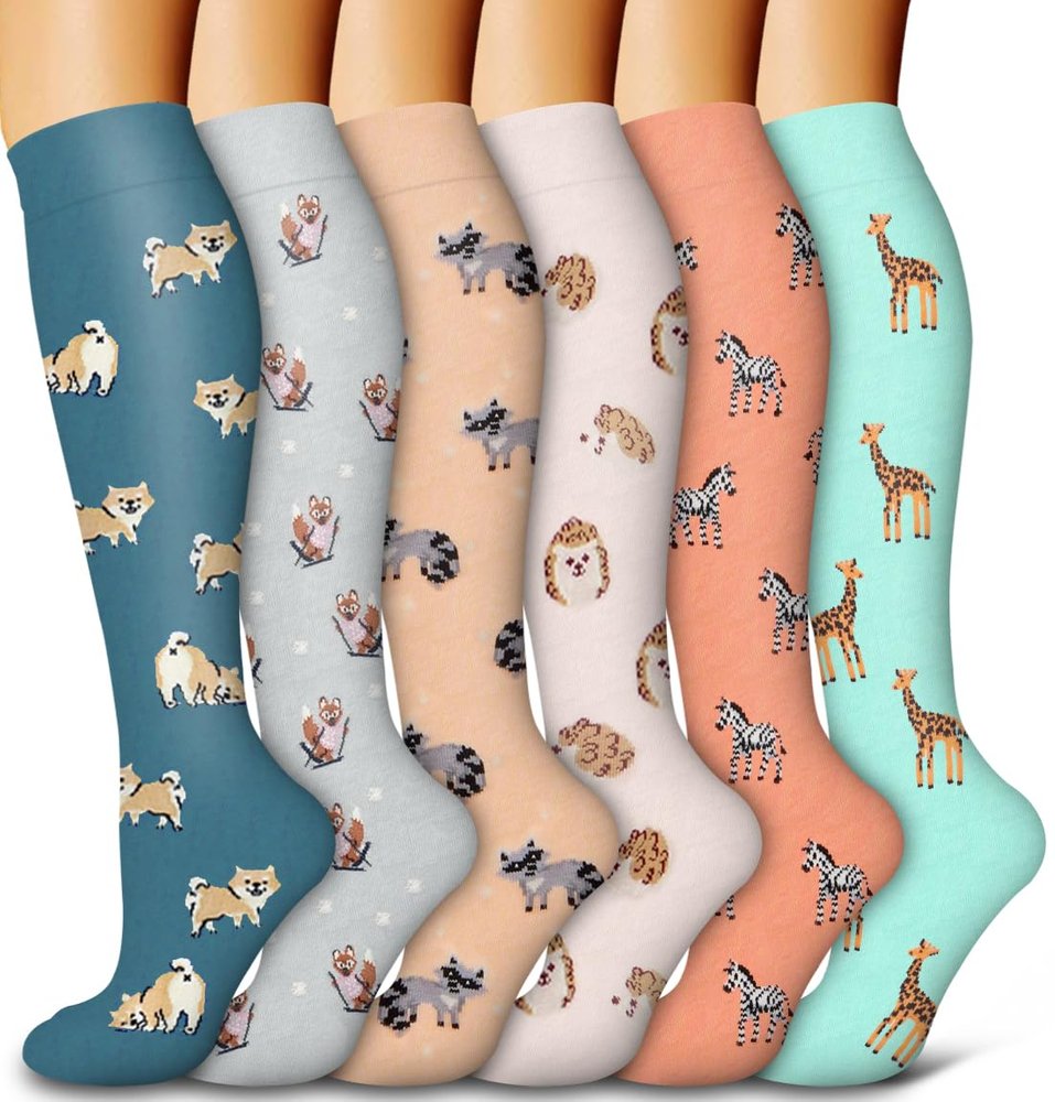 Bluemaple 6 Pack Copper Compression Socks for Women and Men Circulation-Best Support for Medical, Running,Nursing,Athletic
