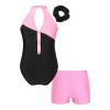 Linjinx Kids Girls Diamond Sleeveless Leotards with Athletic Shorts Sets 2Pcs Tracksuit Gymnastics Dance Outfits Pink G 12 Years view 2