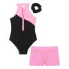 Linjinx Kids Girls Diamond Sleeveless Leotards with Athletic Shorts Sets 2Pcs Tracksuit Gymnastics Dance Outfits Pink G 12 Years view 4