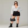 REORIA Long Sleeve Low Cut Thong Bodysuit Shirts For Women Sexy Cute V Neck Double Lined Going Out Tops Fall 2023 White Large view 4