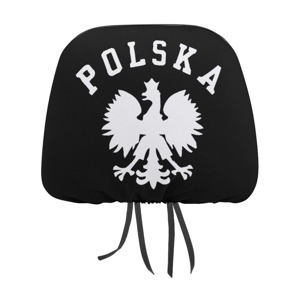 Polska Polish Country Pride Car Headrest Covers Universal Car Seat Head Rest Protector for Auto Truck 2 PCS