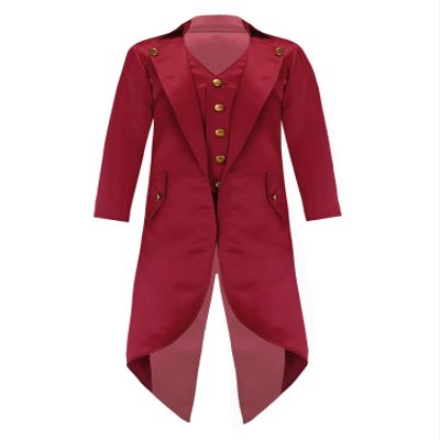 Kvysinly Kids Boys Pirate Renaissance Steampunk Tailcoat Jacket Gothic Victorian Tuxedo Frock Coat Halloween Costume Red 16 Years