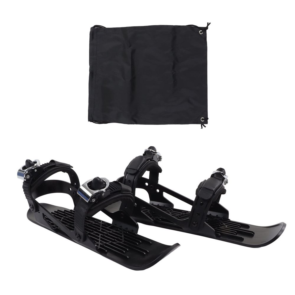 Mini Ski Skates, Mini Ski Shoes, Adjustable Short Mini Ski Skates, Winter Snowskates, Snowblades Skiboards Outdoor Ski Shoes for Winter Sport Skiing Equipment(Black)