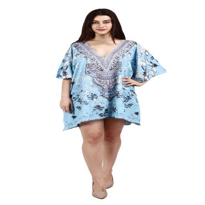AAN Women's Caftan Dress - Beachwear Coverup Kaftan Casual Short Summer Lougewear One Size Dresses for Girls & Women (Black-7119)