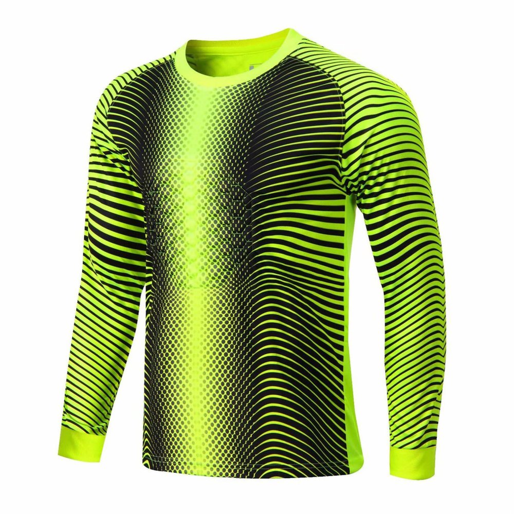 Fldy Girls Youth Goalie Jersey Boys Padded Gladiator Goalkeeper Shirt with Sponge Protector Sports Team Training Uniform Fluorescent Green 11-12 Years