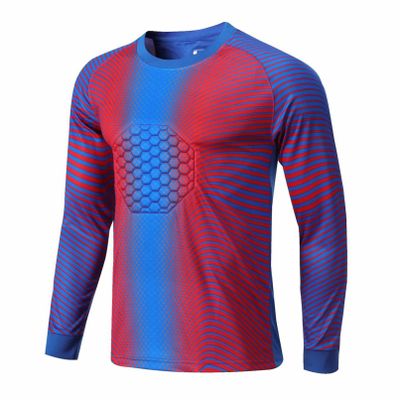 Fldy Girls Youth Goalie Jersey Boys Padded Gladiator Goalkeeper Shirt with Sponge Protector Sports Team Training Uniform Red&Blue 5-6 Years