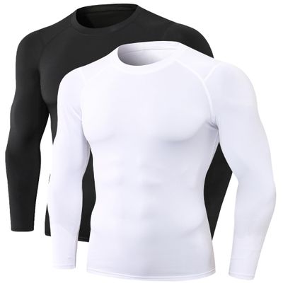 Men's Compression Long Sleeve Shirts, Cool Dry Sports Workout Shirts Underwear Athletic Baselayer Running Tops 1/2 Pack