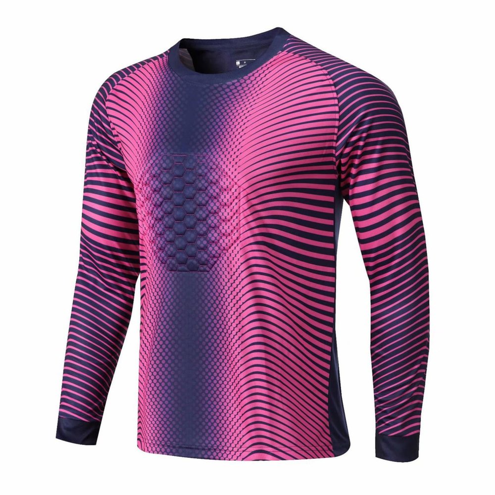 Fldy Girls Youth Goalie Jersey Boys Padded Gladiator Goalkeeper Shirt with Sponge Protector Sports Team Training Uniform Navy Blue&Hot Pink 11-12 Years