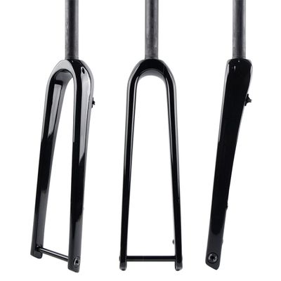HIMALO Carbon Fiber Road Bike Rigid Fork 700C Gravel Fork Thru Axle 12 * 100mm Disc Brake Bike Fork 1-1/8 Straight/Tapered Tube Front Fork (Color : Glossy Black, Size : Straight)