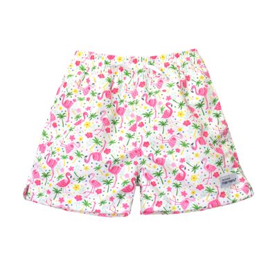 Baby/Toddler Wesley Swim Trunks | Children's Swim Trunks with Mesh Liner | UPF 50+ Highest Certified UV Sun Protection, Flamingo Party, 7