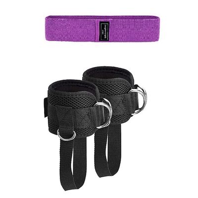 Pteanecay 2 Pcs Gym Ankle Strap for Cable Machine,Ankle Strap to Lift the Butts, Glute Workouts & Tone the Legs Replacement Parts Accessories, Black&Purple