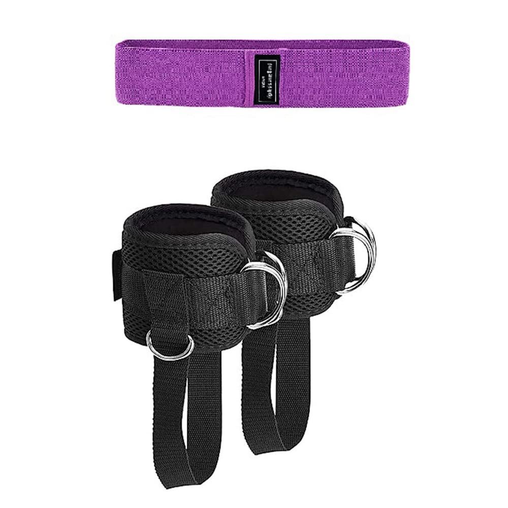 Pteanecay 2 Pcs Gym Ankle Strap for Cable Machine,Ankle Strap to Lift the Butts, Glute Workouts & Tone the Legs Replacement Parts Accessories, Black&Purple