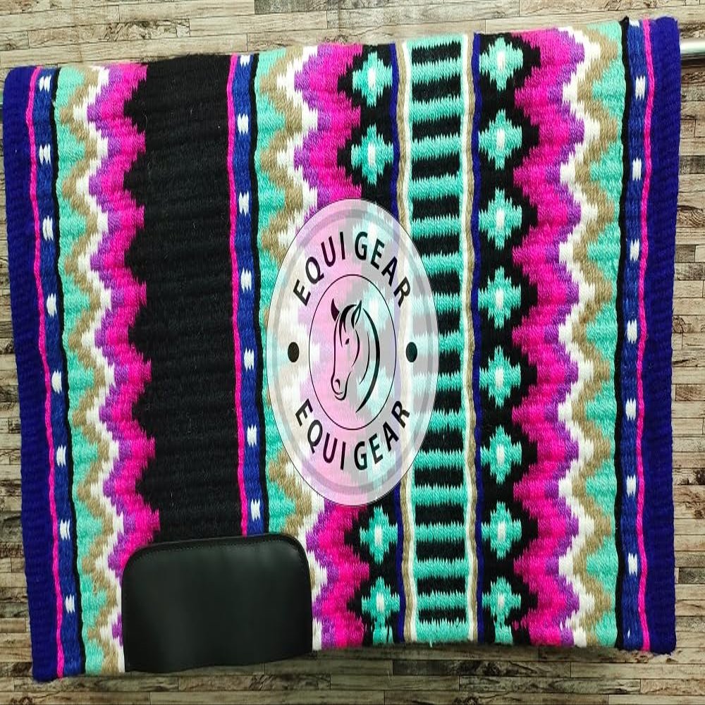 EQUIGEAR Horse Western Show Saddle pad/New Zealand Wool Western Saddle Blanket Top Wool Pad Sensor Flex (Customization Available) a2 (34x38)
