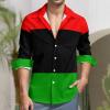 Pan African Flag Hawaiian Shirt for Men Long Sleeve Button Down Summer Tee Shirts Tops XL view 2