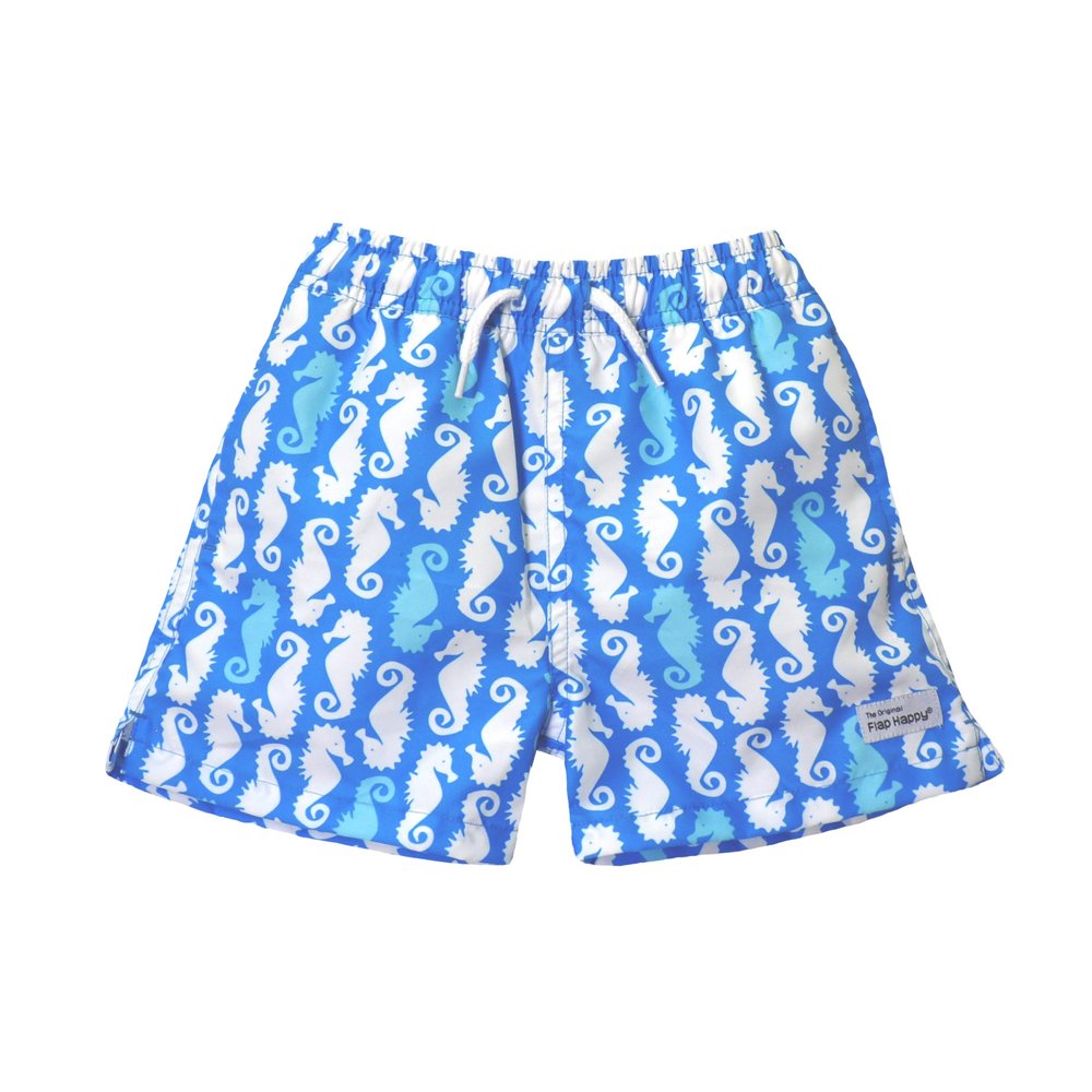 Baby/Toddler Wesley Swim Trunks | Children's Swim Trunks with Mesh Liner | UPF 50+ Highest Certified UV Sun Protection, Seahorse Parade Blue, 7