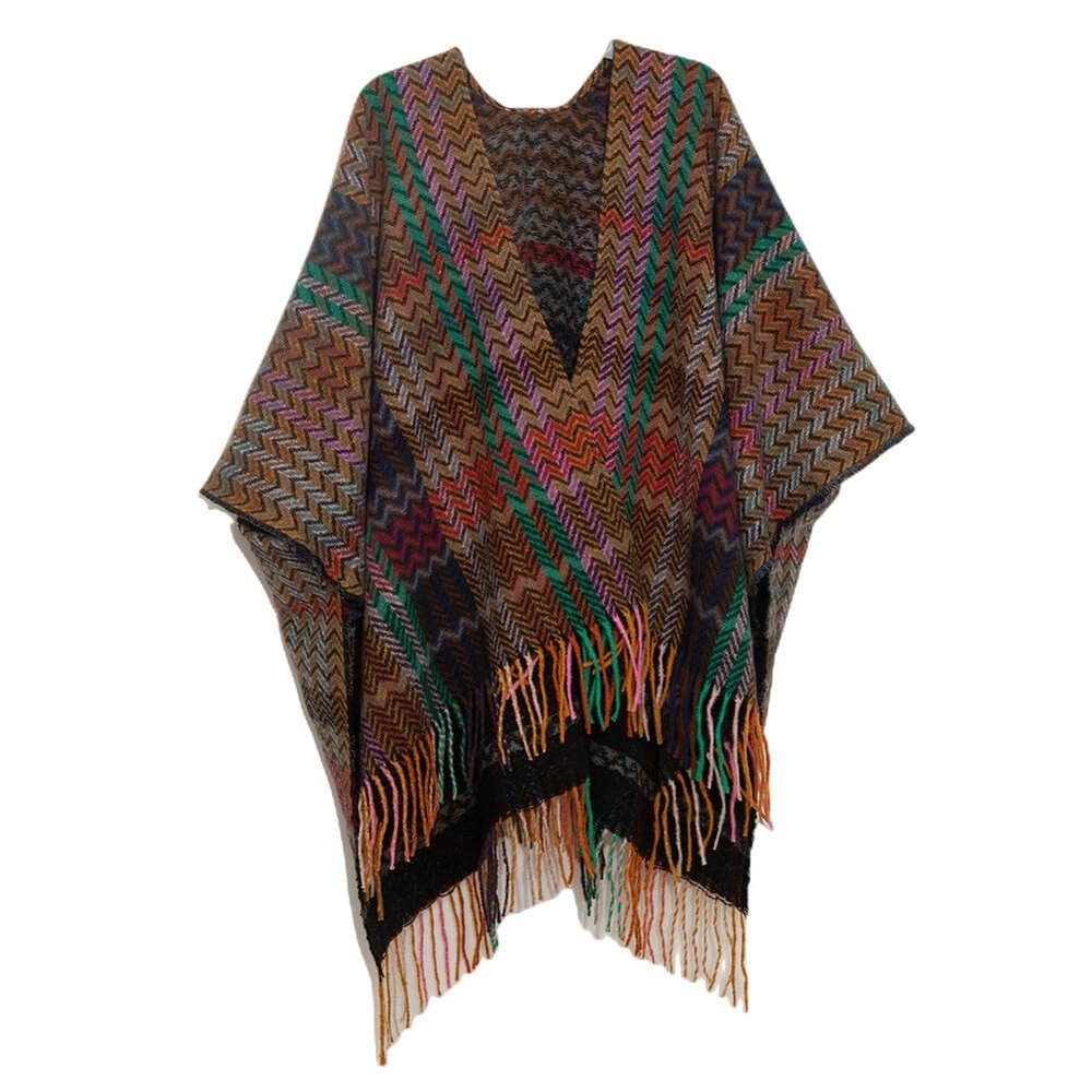 EUBUY Women Shawl with Sleeves, Women's Blanket Shawl Wraps with Tassel, Winter Open Front Plaid Poncho Cape