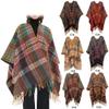 EUBUY Women Shawl with Sleeves, Women's Blanket Shawl Wraps with Tassel, Winter Open Front Plaid Poncho Cape view 2