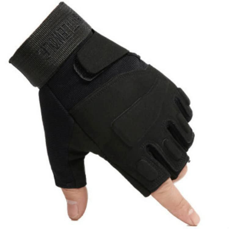SteJar Fingerless Tactical Gloves, Cycling Gloves with Hard Knuckle for Outdoor Sports Training Paintball Hunting Motorcycling (Black,XL)