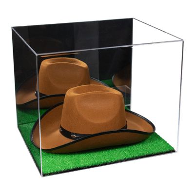 Better Display Cases Acrylic Cowboy Hat Display Case with Mirror Case and Turf Base - 16" x 13" x 12" (A024-B/V61B)