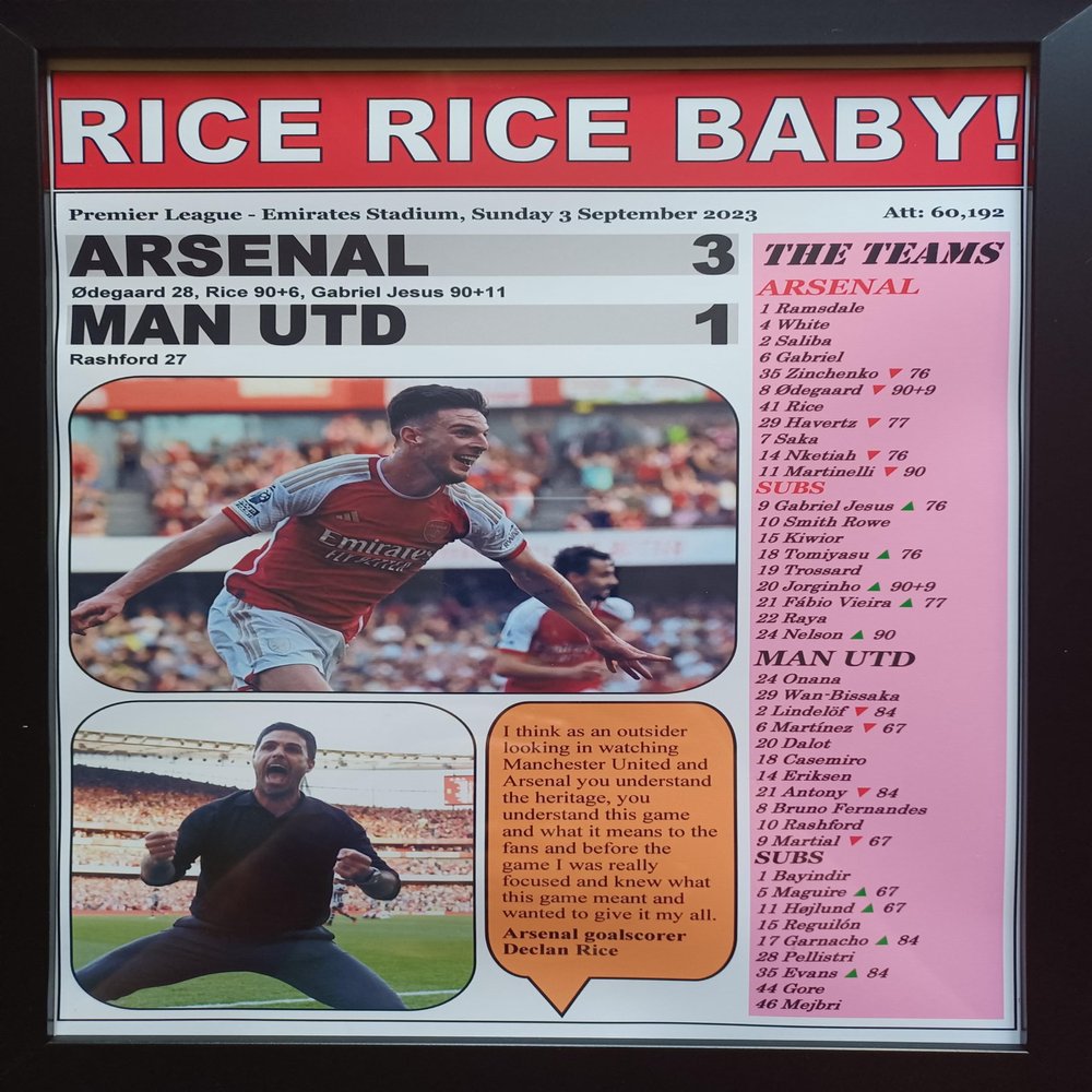 Arsenal 3 Man Utd 1-2023 Premier League - framed print