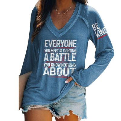 Faithgee Be Kind Everyone Is Fighting a Battle Shirt Long Sleeve Be Kind Sweatshirt Women Be Kind Everyone Is Fighting a Battle Sweatshirt Mental Health Shirts Positive Message Sweatshirts Blue