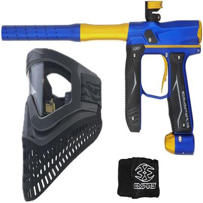 Empire Axe 2.0 Competition Paintball Gun Marker w/JT Proflex-X Paintball Mask Package (Dust Blue/Dust Gold)