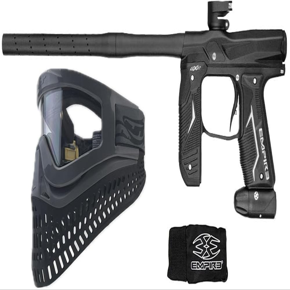 Empire Axe 2.0 Competition Paintball Gun Marker w/JT Proflex-X Paintball Mask Package (Dust Black/Dust Black)