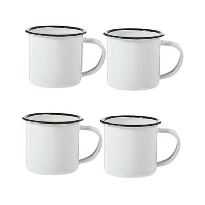 VANZACK 4pcs Enamel Mugs Retro Vintage Mugs Handle Handheld Water Cups Thick Milk Portable Tea Cups for Boys and Girls Adults