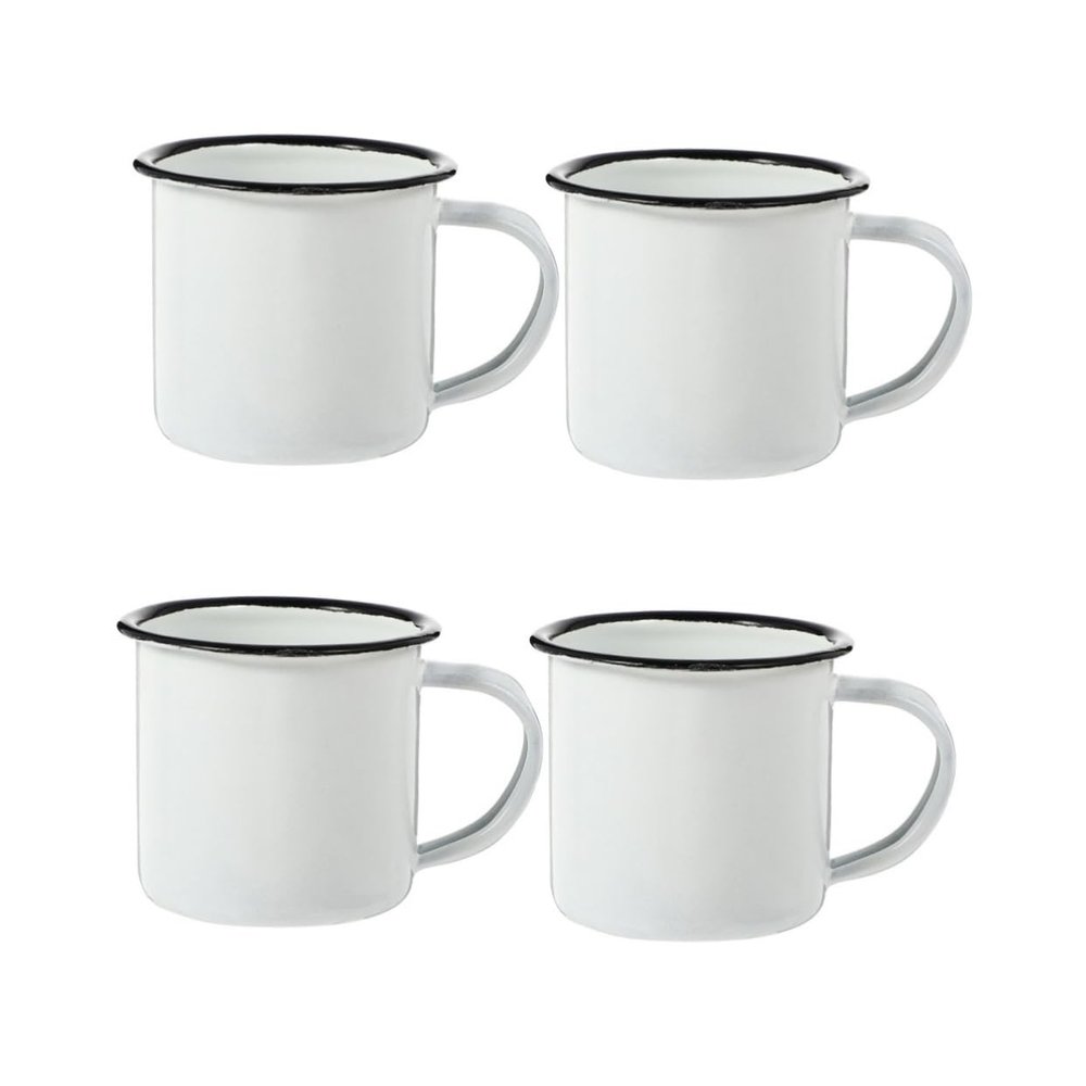 VANZACK 4pcs Enamel Mugs Retro Vintage Mugs Handle Handheld Water Cups Thick Milk Portable Tea Cups for Boys and Girls Adults