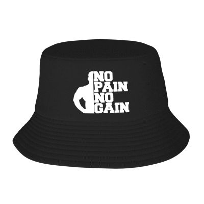 Wikjxiz No Pains, No Gains Black Fisherman Cap Fashion Hat Mens/Womens Bucket Hats Outdoor Sports Travel