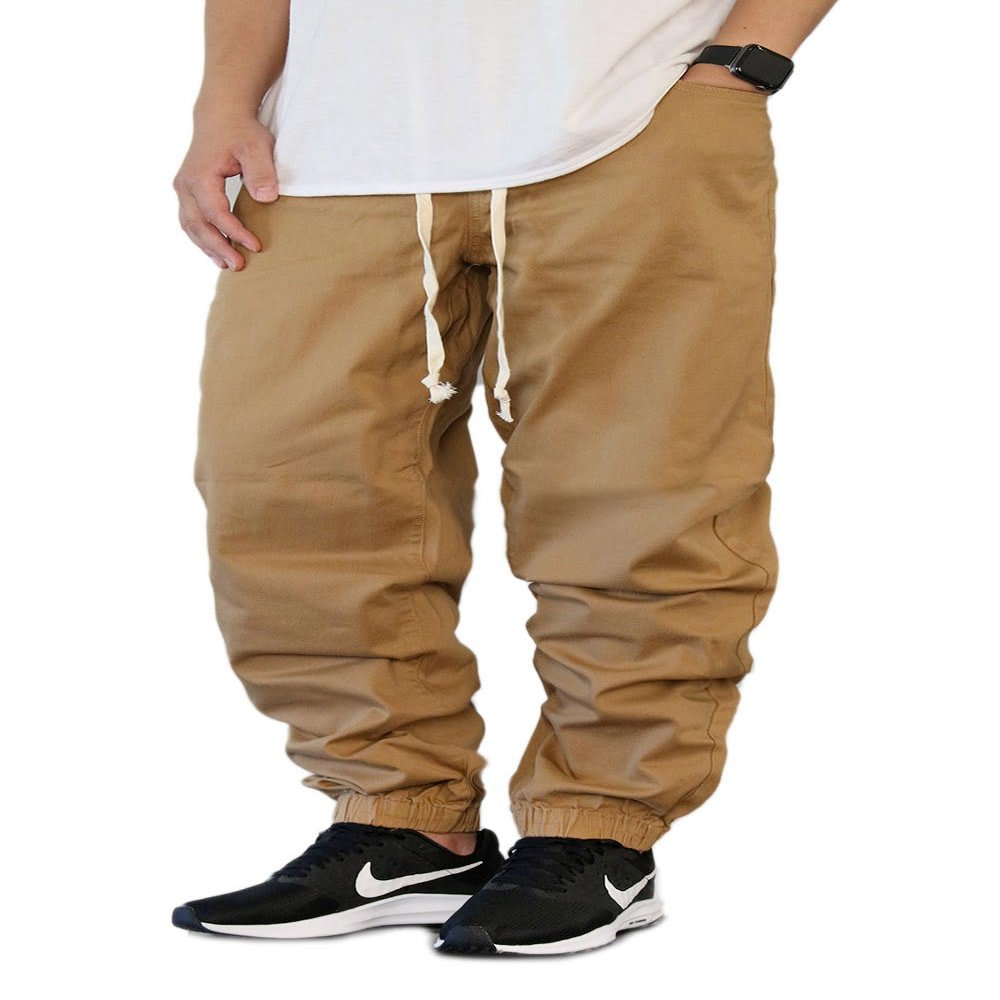 AIRNINE Men's Twill Super Baggy Fit Jogger Pants S-5XL (Wheat_824, 2X-Large)