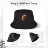 Wikjxiz Clipart-American-Football Black Fisherman Cap Seasons Hat Mens/Womens Bucket Hats Outdoor Sports Travel view 3