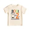 Boo I am Two Halloween Toddler Shirt for Boys Girls Kids Birthday Party Outfit (Youth Small, WHITE) view 1