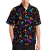 AMHebe Hawaiian Shirts Casual Button Down Short Sleeve Beach for Men (X-Small, Gamepad Icon) view 1