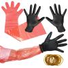 Nirvany 50 Pairs Field Dressing Gloves Deer Hunting Gutting Gloves with Long and Short Dressing Gut Mittens Combo Pack Hunting Cleaning Accessories (50 Pairs Red) view 1
