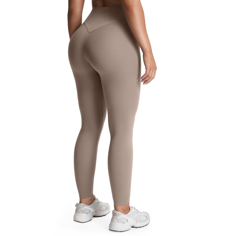 Aoxjox High Waisted Workout Leggings for Women Tummy Control Buttery Soft Yoga Metamorph Deep V Pants 26" (Driftwood, Large)