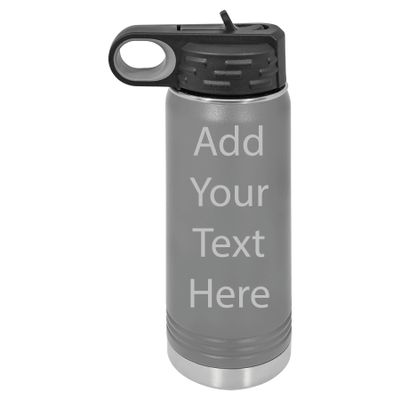 Elosh Customized Polar Camel 20 oz. Water Bottle Personalized With Your Text (Dark Gray)