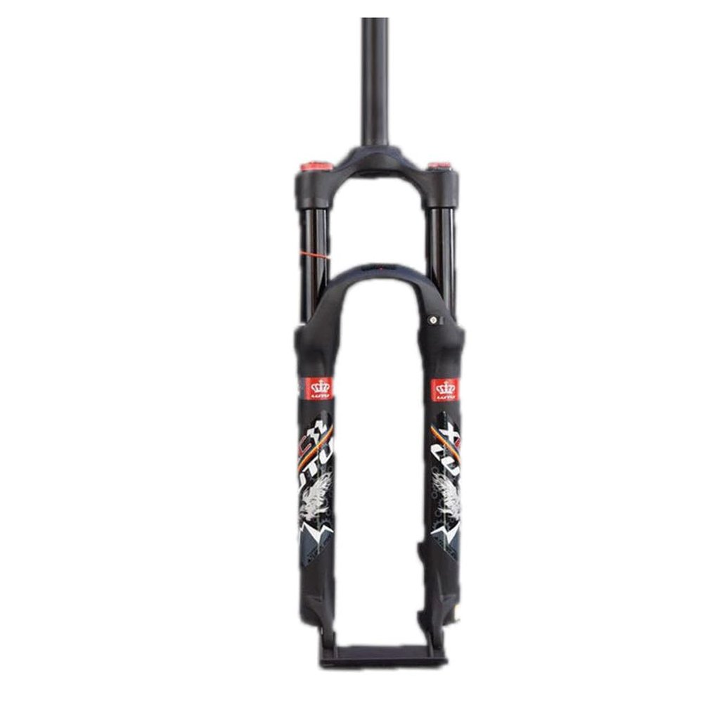 Shoulder Control Mountain Bike Front Fork 29inch, Aluminum Alloy Travel 120mm Straight Tube Threadless Steerer Black (Color : Black, Size : 26)