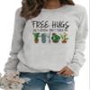 BOFUPAGO Womens Cactus Graphic Sweatshirt Free Hugs Just Kidding Dont Touch Me Shirts Funny Long Sleeve Tops Loose Pullover view 1