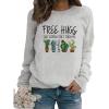 BOFUPAGO Womens Cactus Graphic Sweatshirt Free Hugs Just Kidding Dont Touch Me Shirts Funny Long Sleeve Tops Loose Pullover view 2