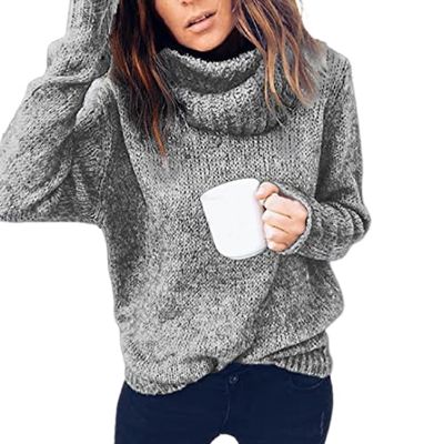 Akivide Fall Winter Turtle Neck Oversized Pullover Sweater for Women Trendy Long Sleeve Loose Casual Knit Clothes 2024 Plus Size