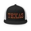 RIVEMUG Old Gold Texas State Trucker Hat Flat Bill High Crown Adjustable Western Cowboy Rodeo Cap view 2