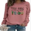 BOFUPAGO Womens Cactus Graphic Sweatshirt Free Hugs Just Kidding Dont Touch Me Shirts Funny Long Sleeve Tops Loose Pullover view 1