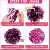 LIQS Pom Poms Cheerleading,Fluffy Cheerleader Pompoms with Finger Friendly Ring,Metallic Pom Poms Cheerleading for Children Adults Sports Competition Holiday Celebration (Rose, 20 Pack) view 4