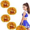 LIQS Pom Poms Cheerleading,Fluffy Cheerleader Pompoms with Plastic Handle,Metallic Pom Poms Cheerleading for Children Adults Sports Competition Holiday Celebration (Golden, 4 Pack) view 1