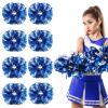 LIQS Pom Poms Cheerleading,Fluffy Cheerleader Pompoms with Plastic Handle,Metallic Pom Poms Cheerleading for Children Adults Sports Competition Holiday Celebration (Blue+Silver, 8 Pack) view 1