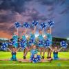 LIQS Pom Poms Cheerleading,Fluffy Cheerleader Pompoms with Plastic Handle,Metallic Pom Poms Cheerleading for Children Adults Sports Competition Holiday Celebration (Blue+Silver, 8 Pack) view 3