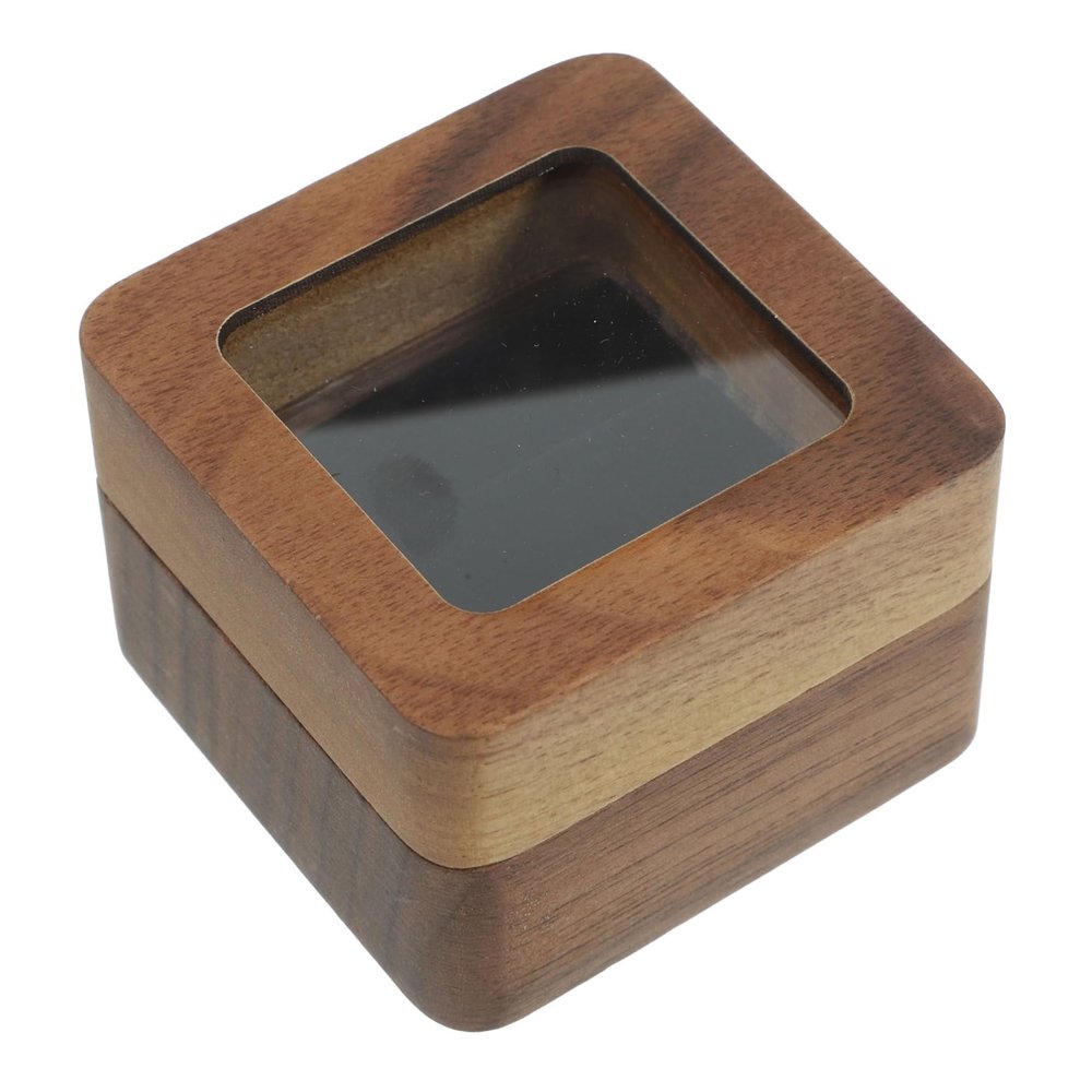 2pcs Box Wedding Ring Holder Ring Case Engagement Ring Holder Rings Holder Ring Storage Holder Ring Holder for Wedding Ceremony Ring Storage Case Square Wooden present Box Man