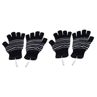BESPORTBLE 3pairs Rechargeable Heated Gloves Electric Mittens for Winter Soft Warm Half-Finger Gloves