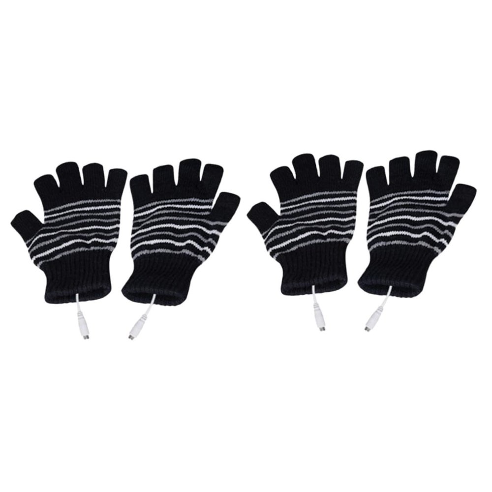 BESPORTBLE 3pairs Rechargeable Heated Gloves Electric Mittens for Winter Soft Warm Half-Finger Gloves